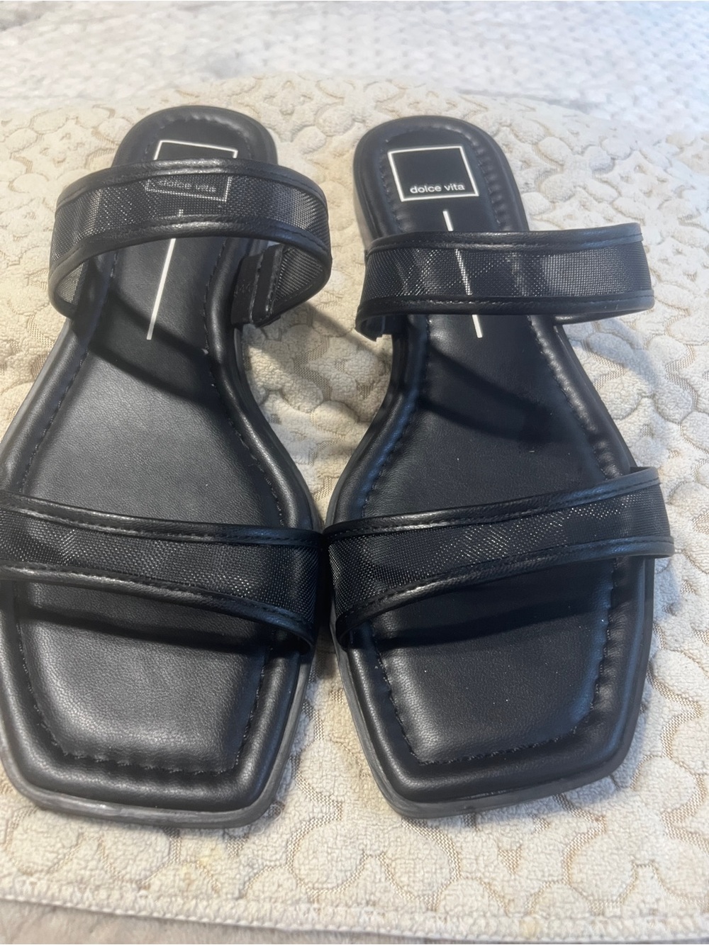 Dolce Vita Black Two-Strap Slide Sandals